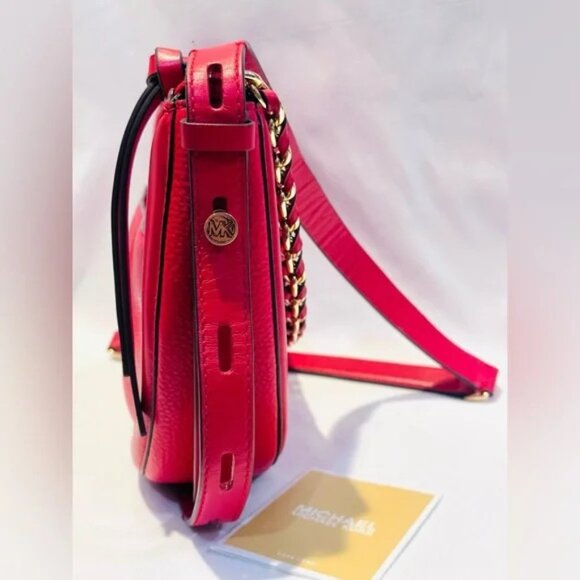 Michael Kors Crossbody Purse Red Gold Chain Strap & Long Adjustable Strap MINT - Picture 3 of 12